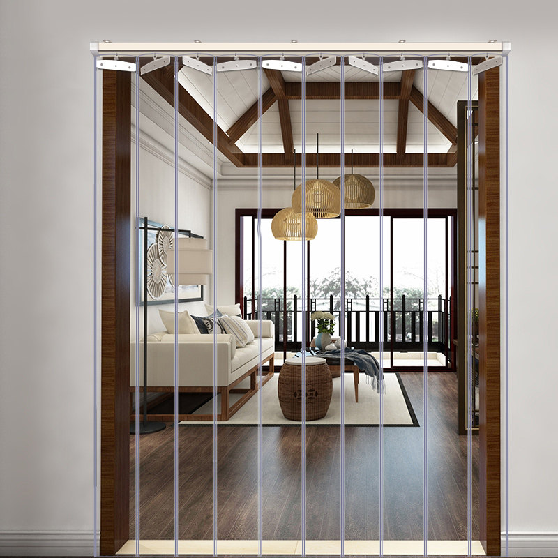 空调pvc门帘塑料折叠推拉透明防风隔断家用门帘