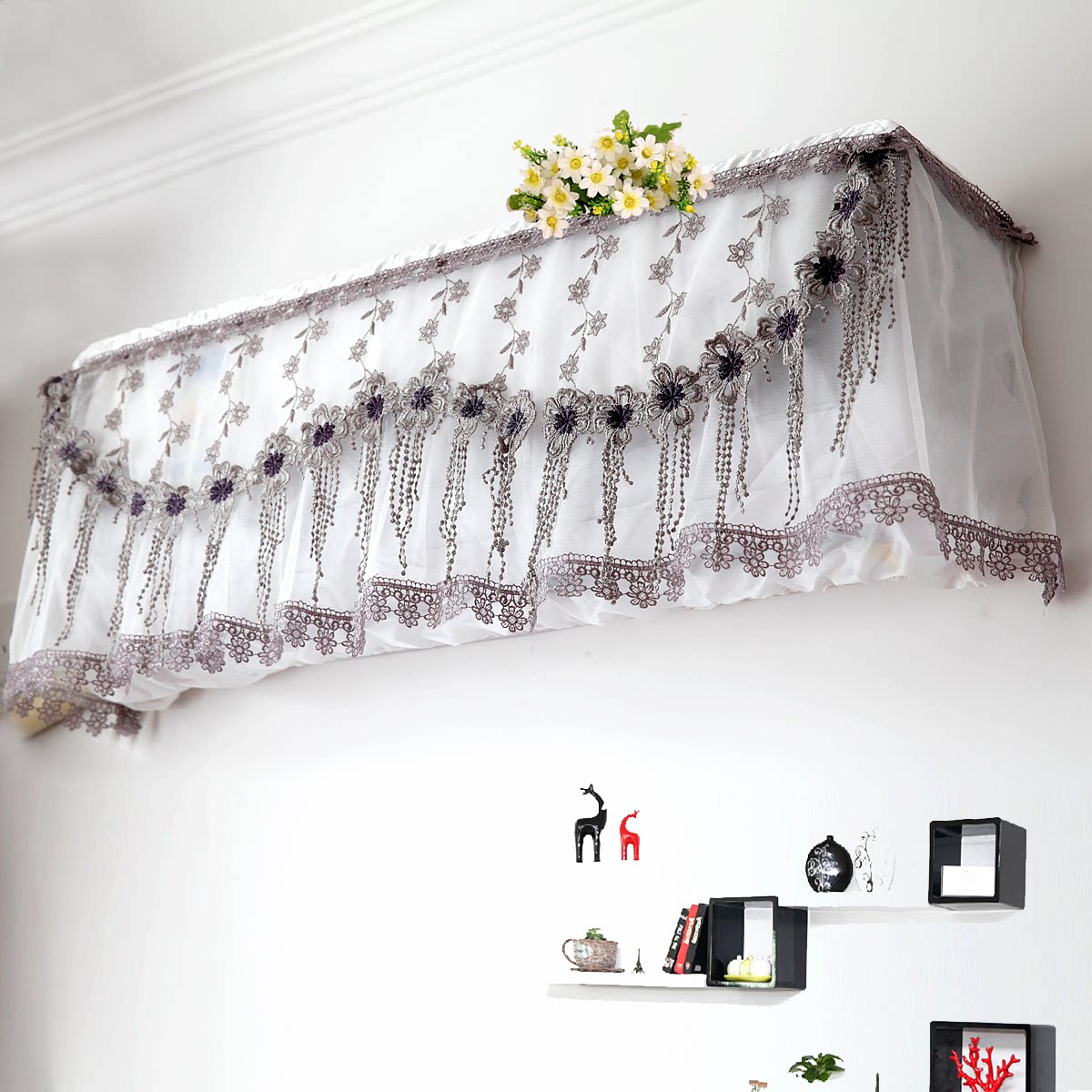 韩式全包挂机欧式田园格力空调罩人性化两件套设计空调四季纤尘不染