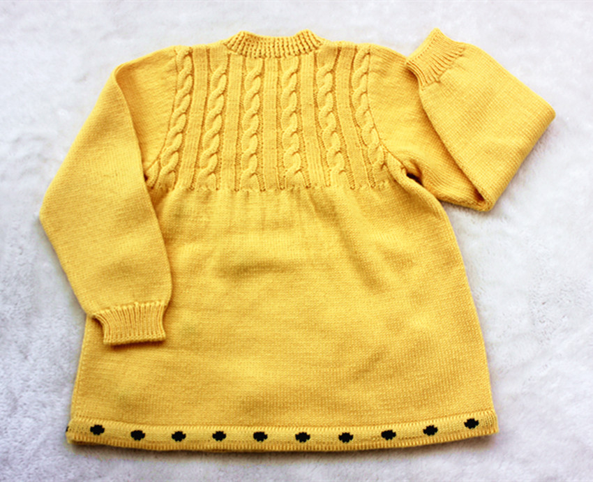 纯手工编织56岁女儿童羊毛线衣裙衫春秋毛衣外套生日礼品童装