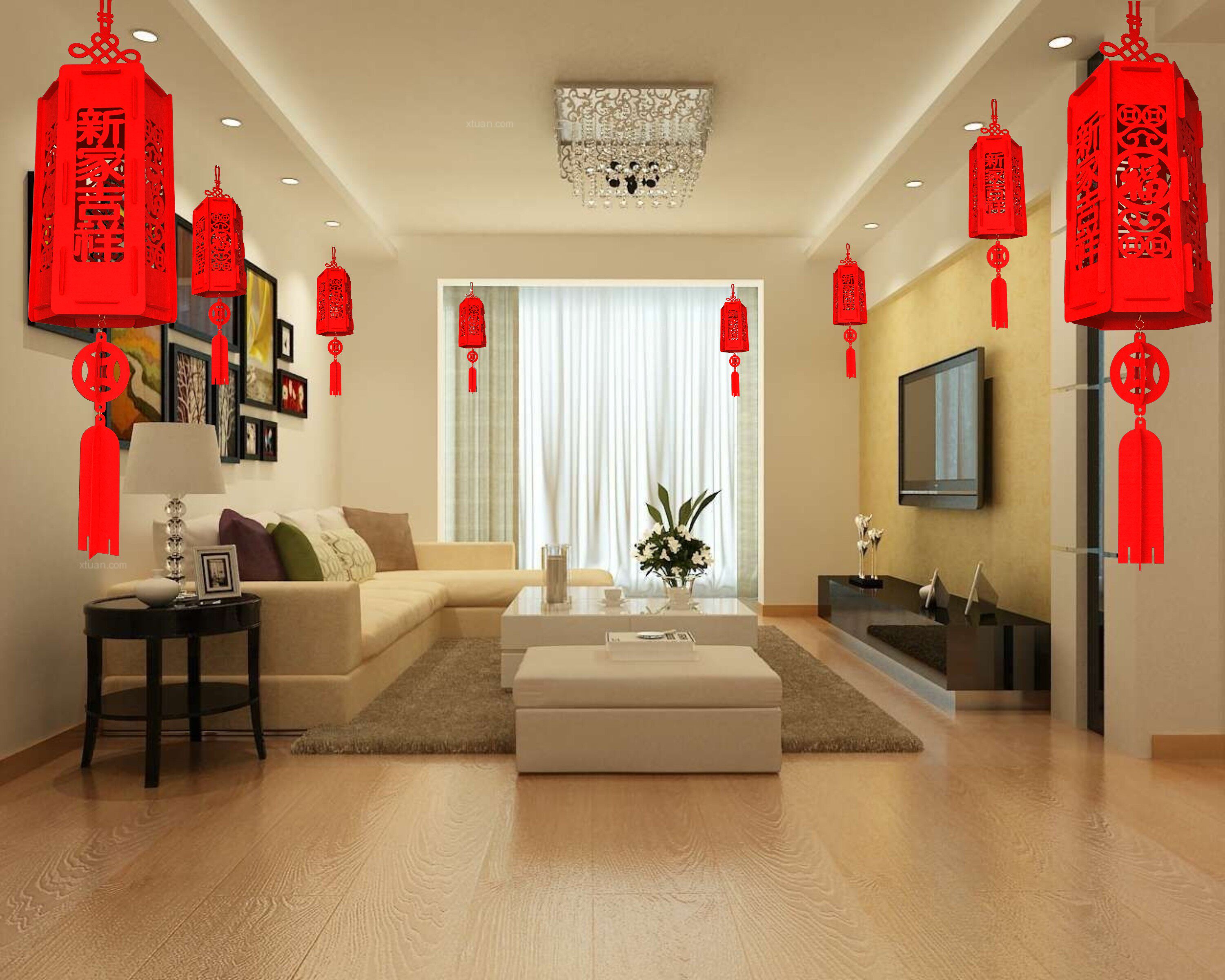 进宅入宅搬新家新房子入伙喜庆布置客厅创意福字灯笼