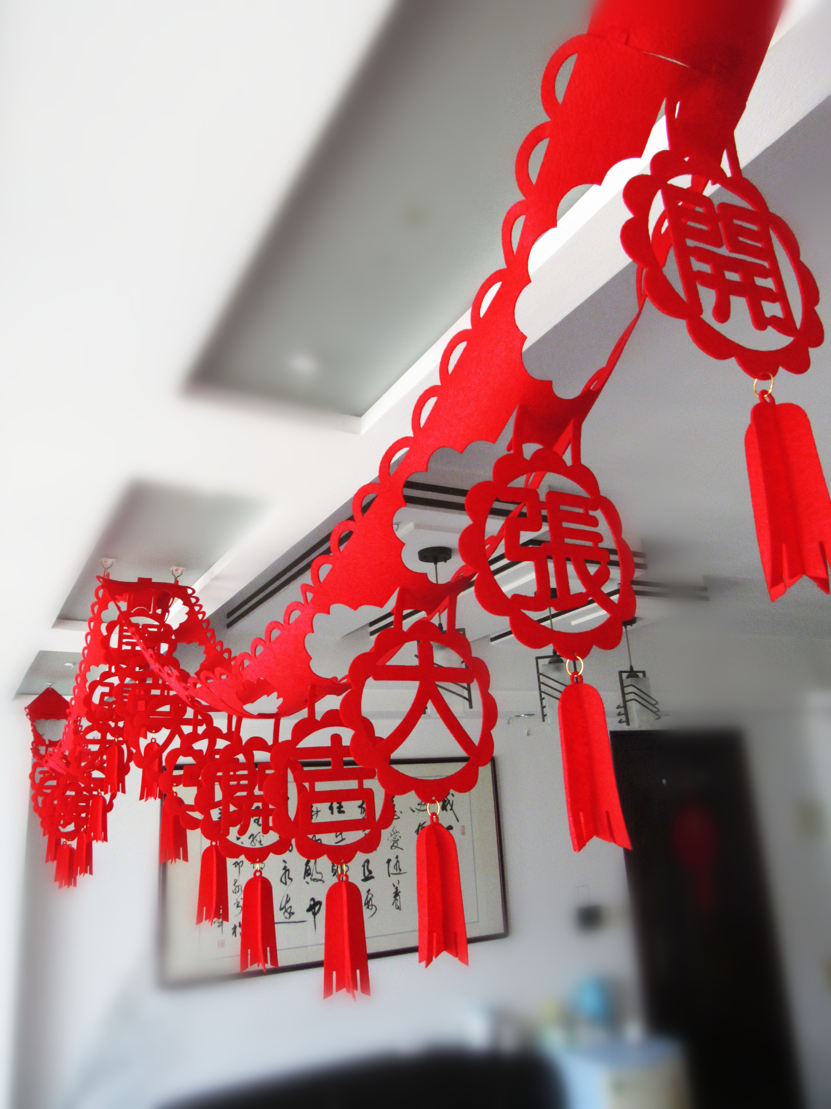 商场店铺店面餐厅开张大吉喜庆天花板大红拉花节庆布艺用品