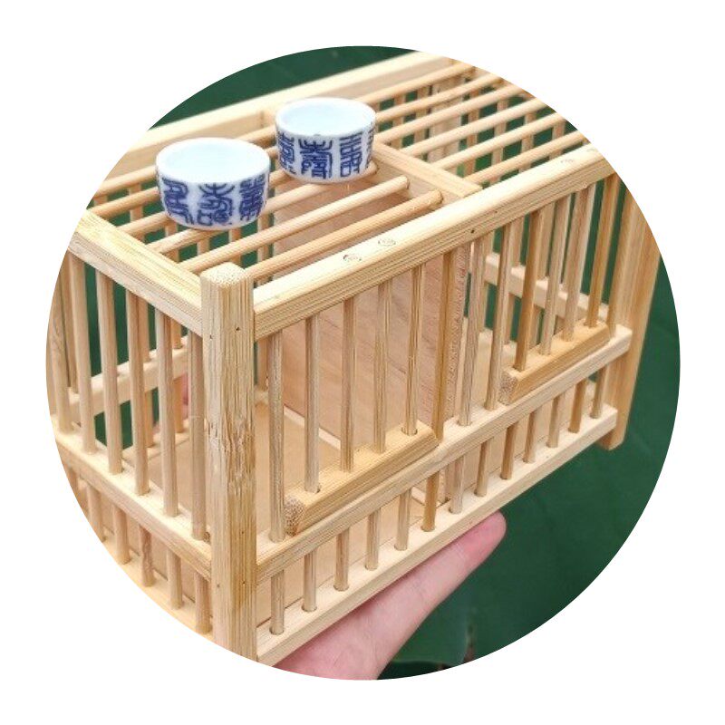 蝈蝈笼子手工手工制制作竹子编制蛐蛐双格竹笼宠物鸡