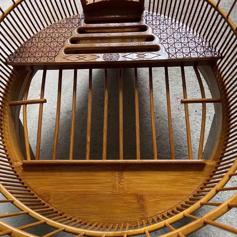 广式竹制画眉画眉鸟鸟笼全竹手工打笼3336公分大号鸟笼