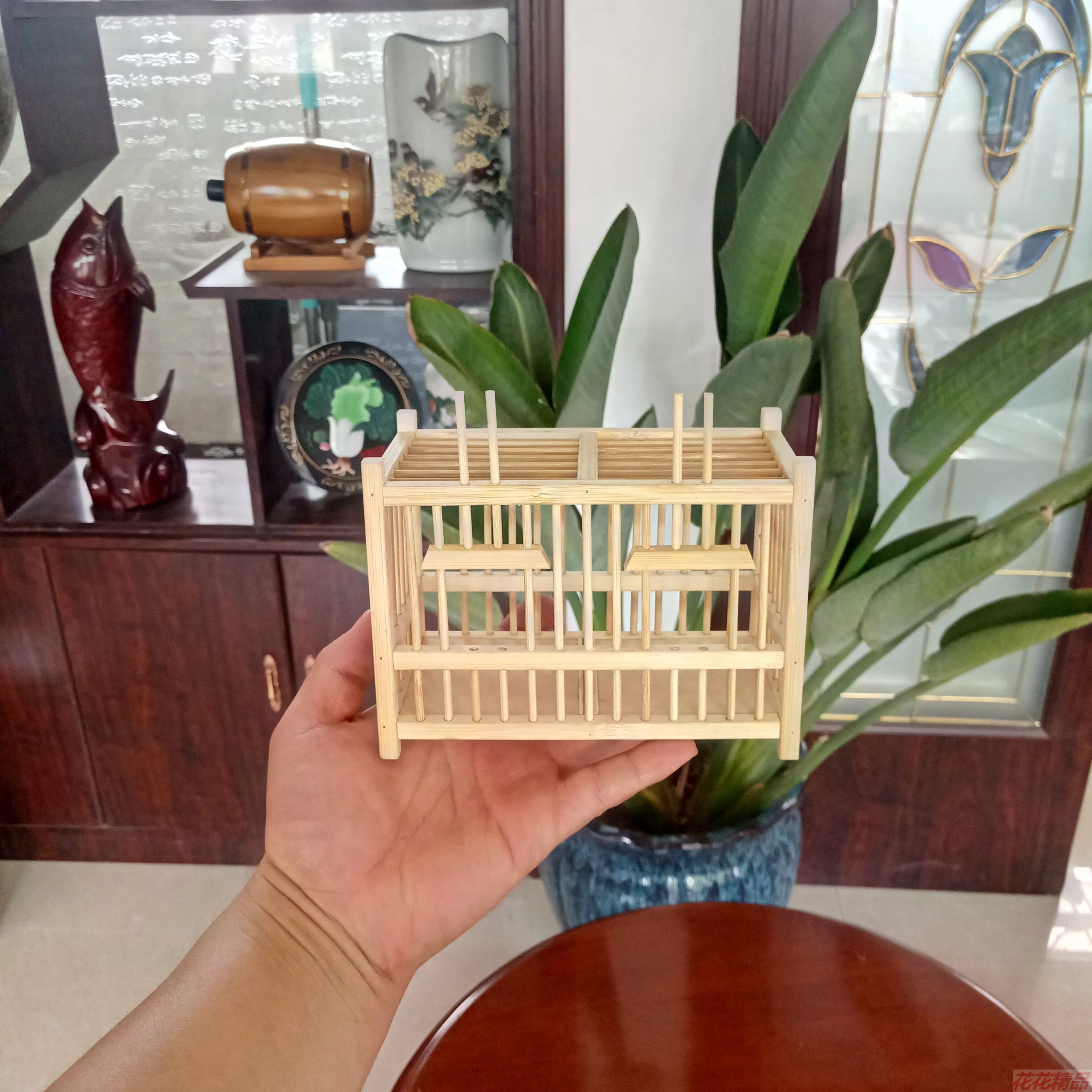 蝈蝈笼子手工手工制制作竹子编制蛐蛐双格竹笼宠物鸡