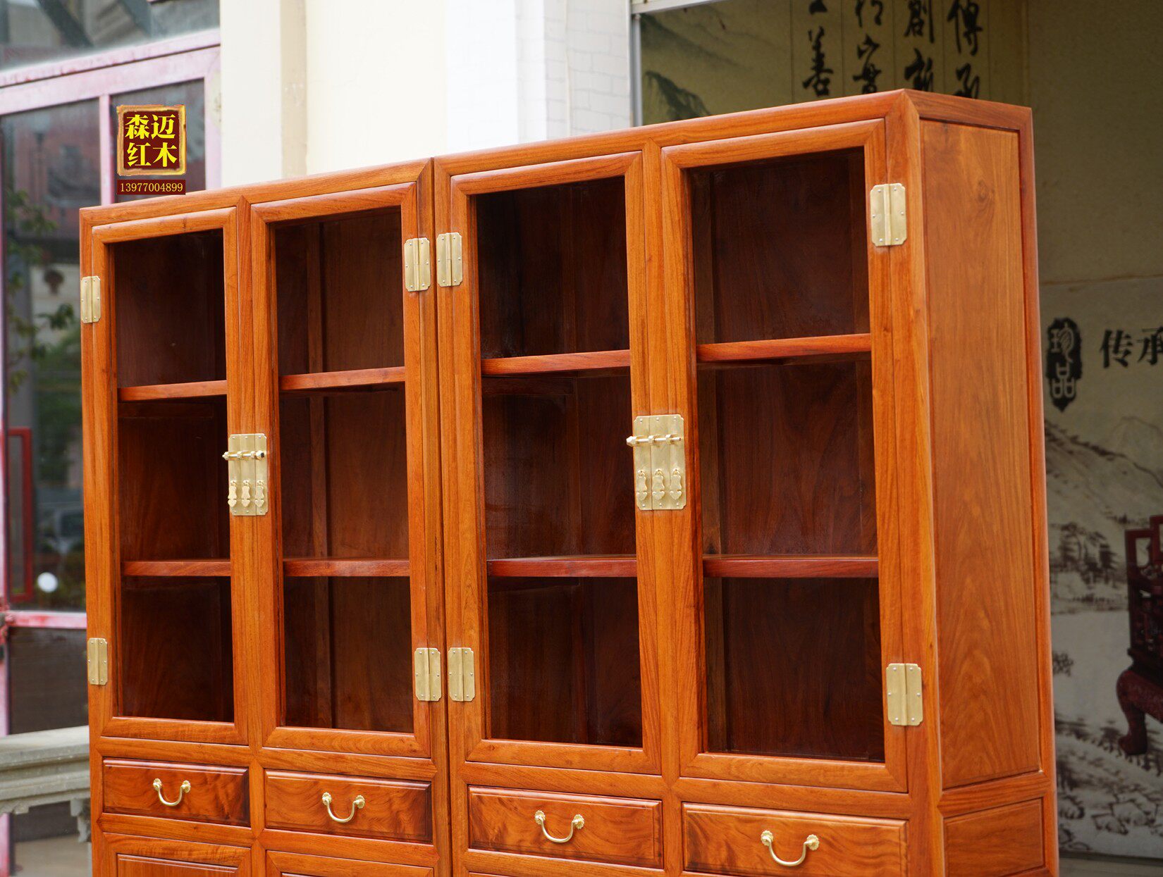 缅甸花梨红木实木书柜大果紫檀明式家具组合组合书柜