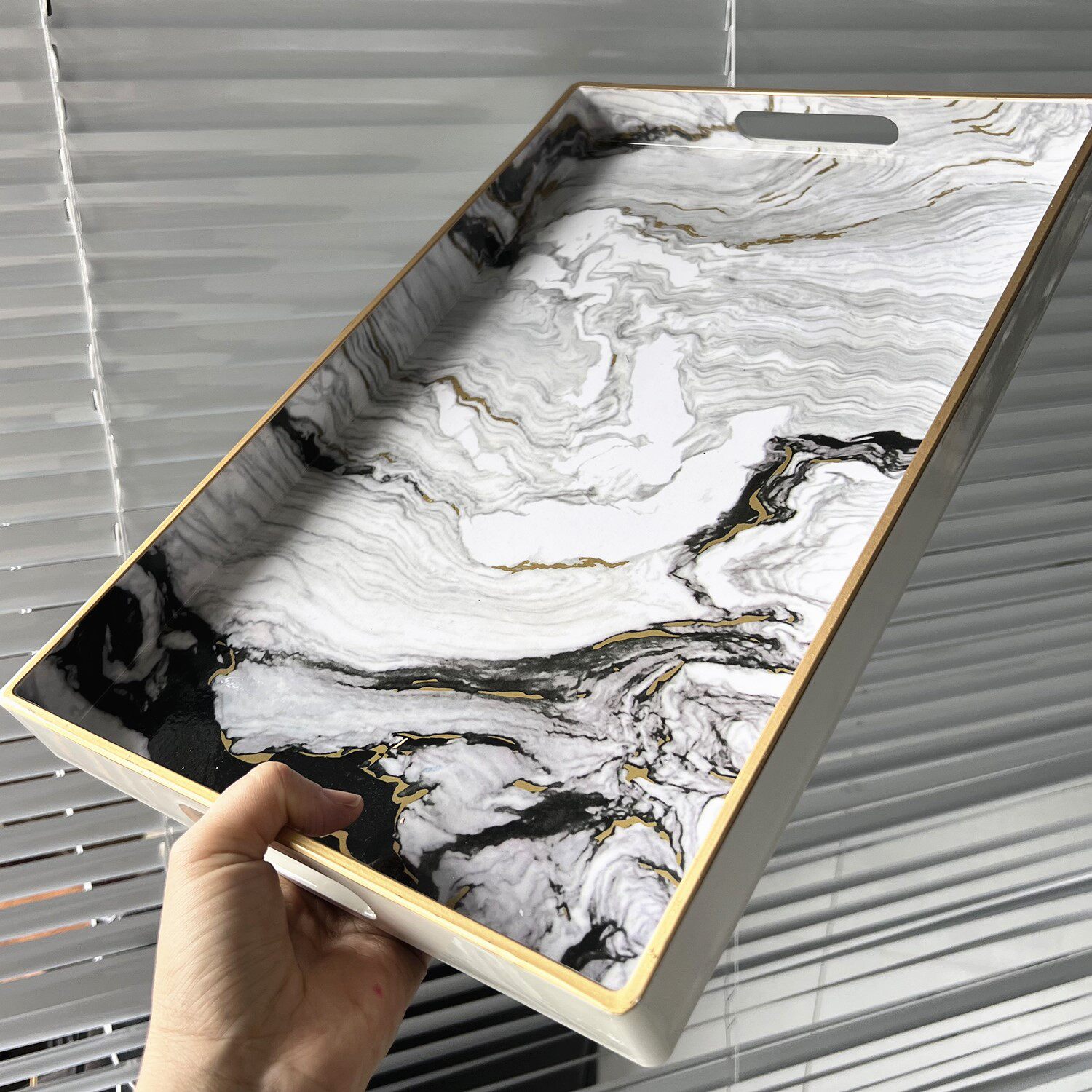 ins大理石长方形茶杯杯子水果托盘欧美化妆品首饰果盘