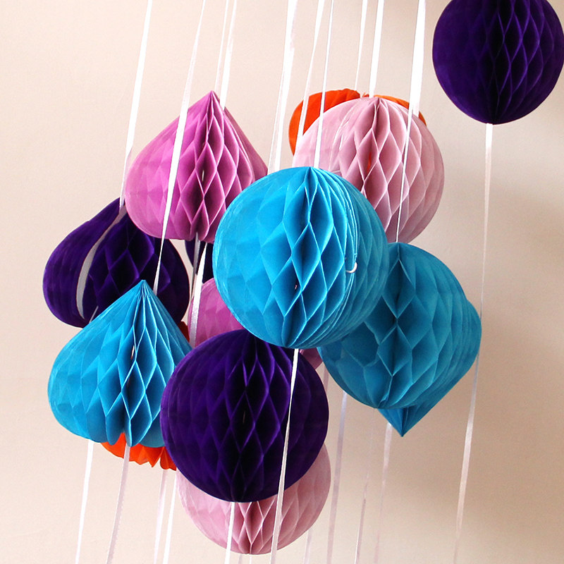 店庆开业商场装饰蜂窝串球装饰用品拉花彩带彩球装饰幼儿园