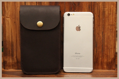 小河家真皮疯马皮双层手机包男放两个手机卡包腰包6寸手机