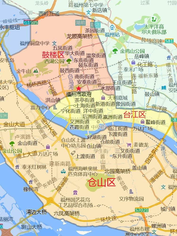 福州市行政区划地图2020高清定制城市交通卫星影像