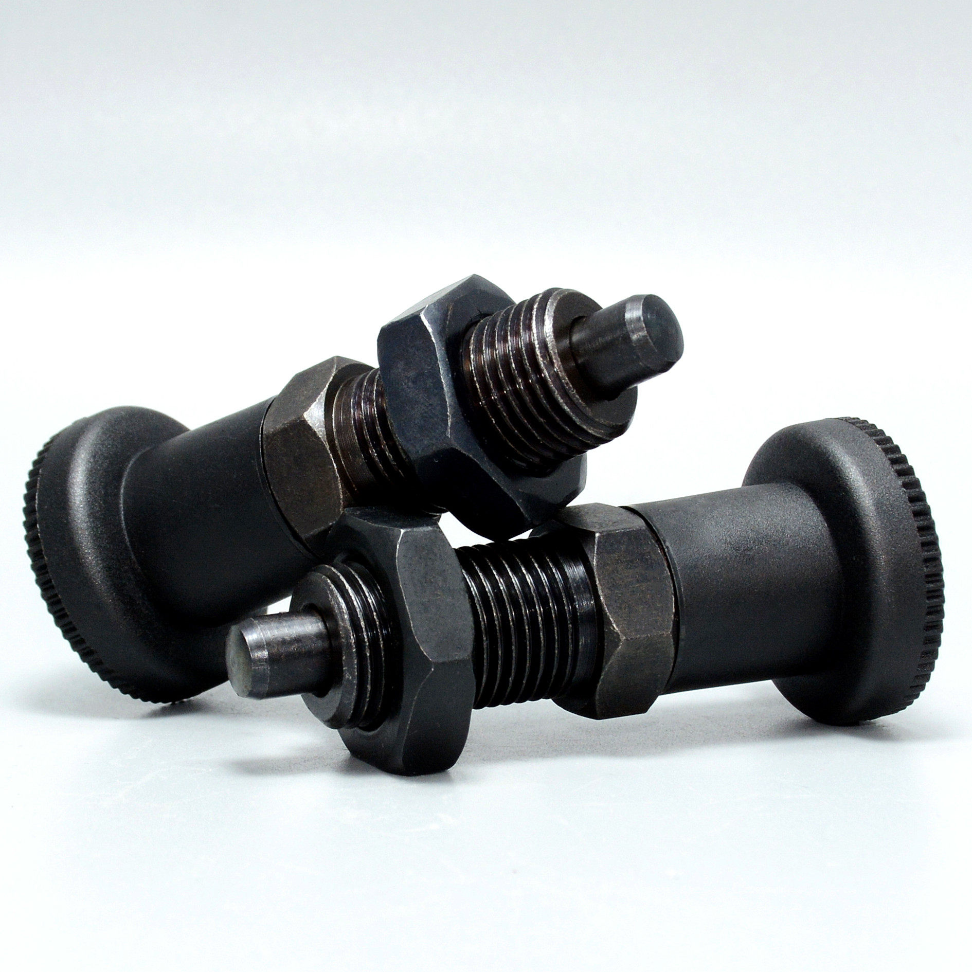 gn617冈特旋钮柱塞碳钢发黑螺纹分度销自锁复位分割固定位弹簧销