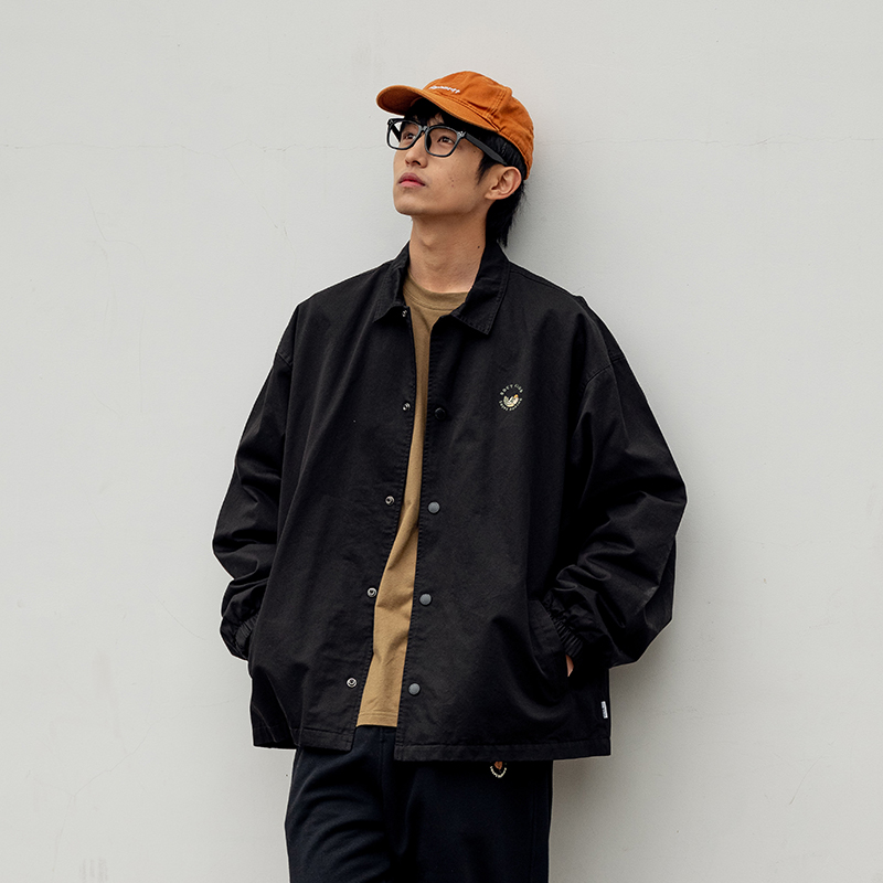 BDCT 22SS 宽松印花教练夹克外套男潮 日系休闲简约百搭翻领上衣