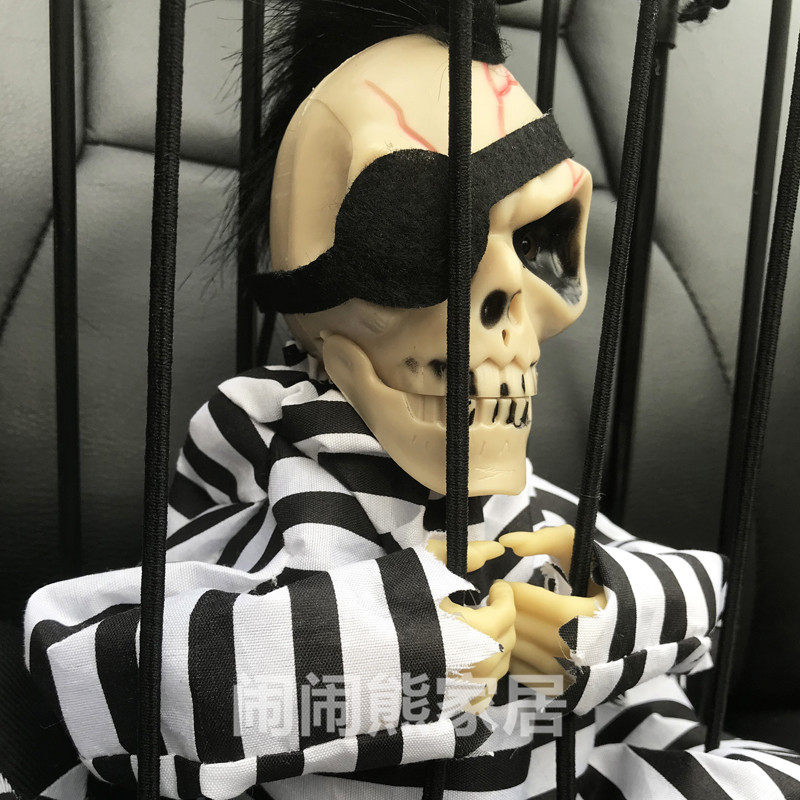 骷髅笼子牢笼囚犯恐怖整蛊笼中监狱电动发光创意