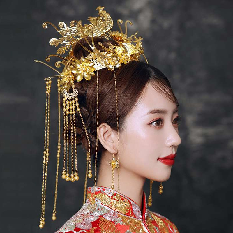 新款凤凰皇冠结婚凤仪头饰中式婚礼古装配饰发饰