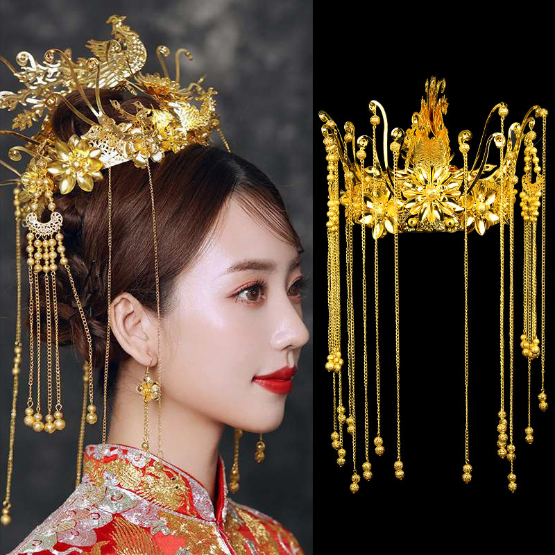 新款凤凰皇冠结婚凤仪头饰中式婚礼古装配饰发饰
