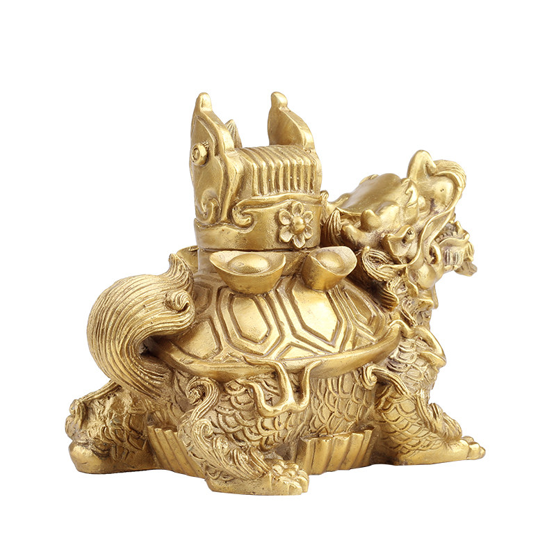纯铜家居风水金榜学业功名官运官帽龟背三元龙龟背摆件