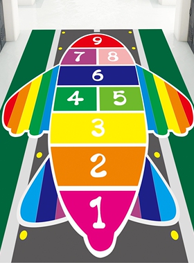 幼儿园跳格子跳房子贴纸卡通数字儿童房地面装饰墙贴画游戏地贴￥785