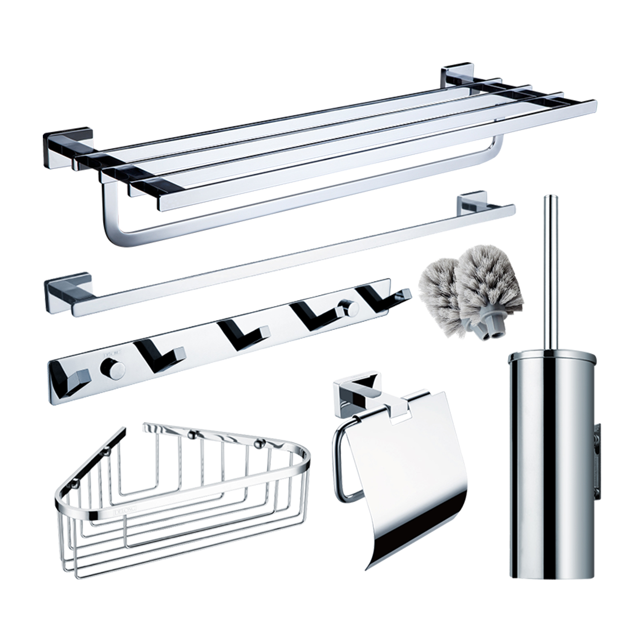 帝朗浴室全铜毛巾架打孔式双杆卫生间浴巾置物架卫浴五金挂件套装