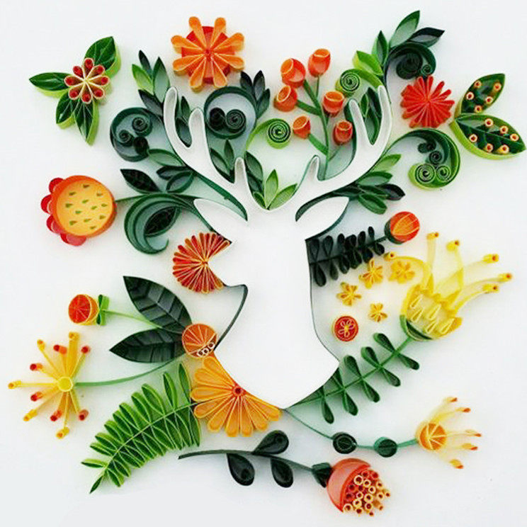 衍纸画材料包 a3线稿图孔雀开屏 衍纸工具套餐 初学手工作业比赛