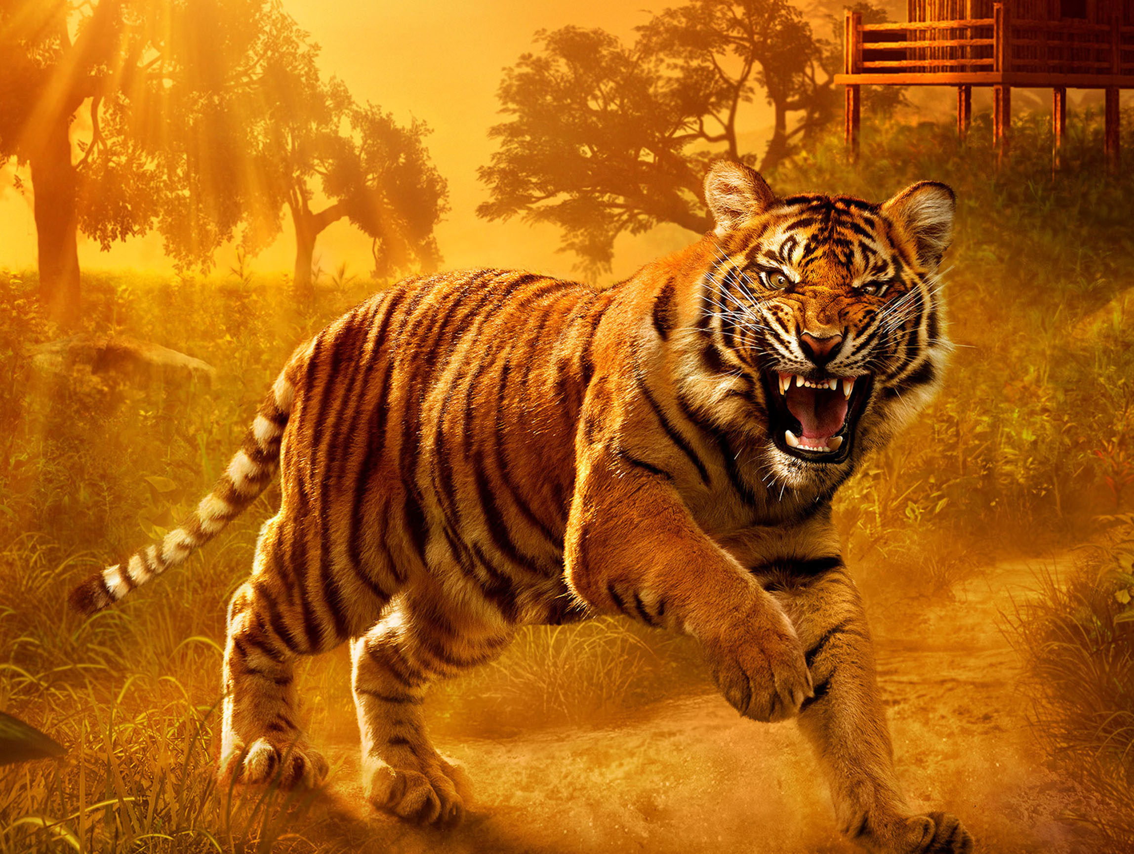 猛虎老虎现代玄关装饰画酒店样板间墙画现代装饰画