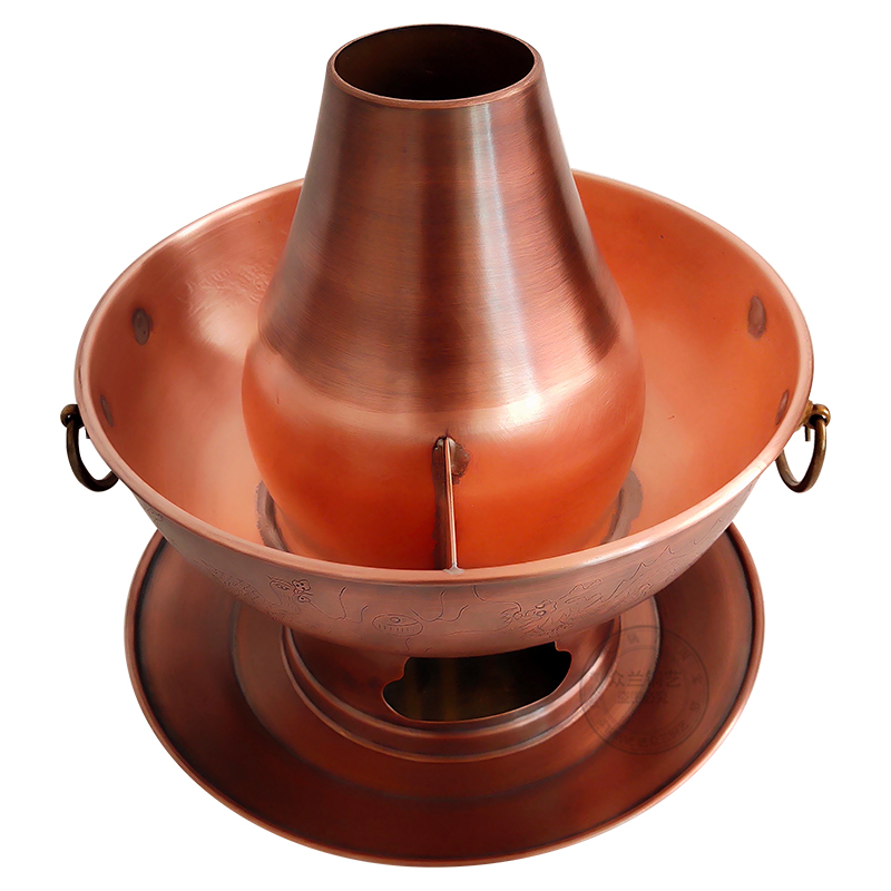 仿古古铜锅纯紫铜木炭火锅老北京铜火锅炉鸳鸯火锅