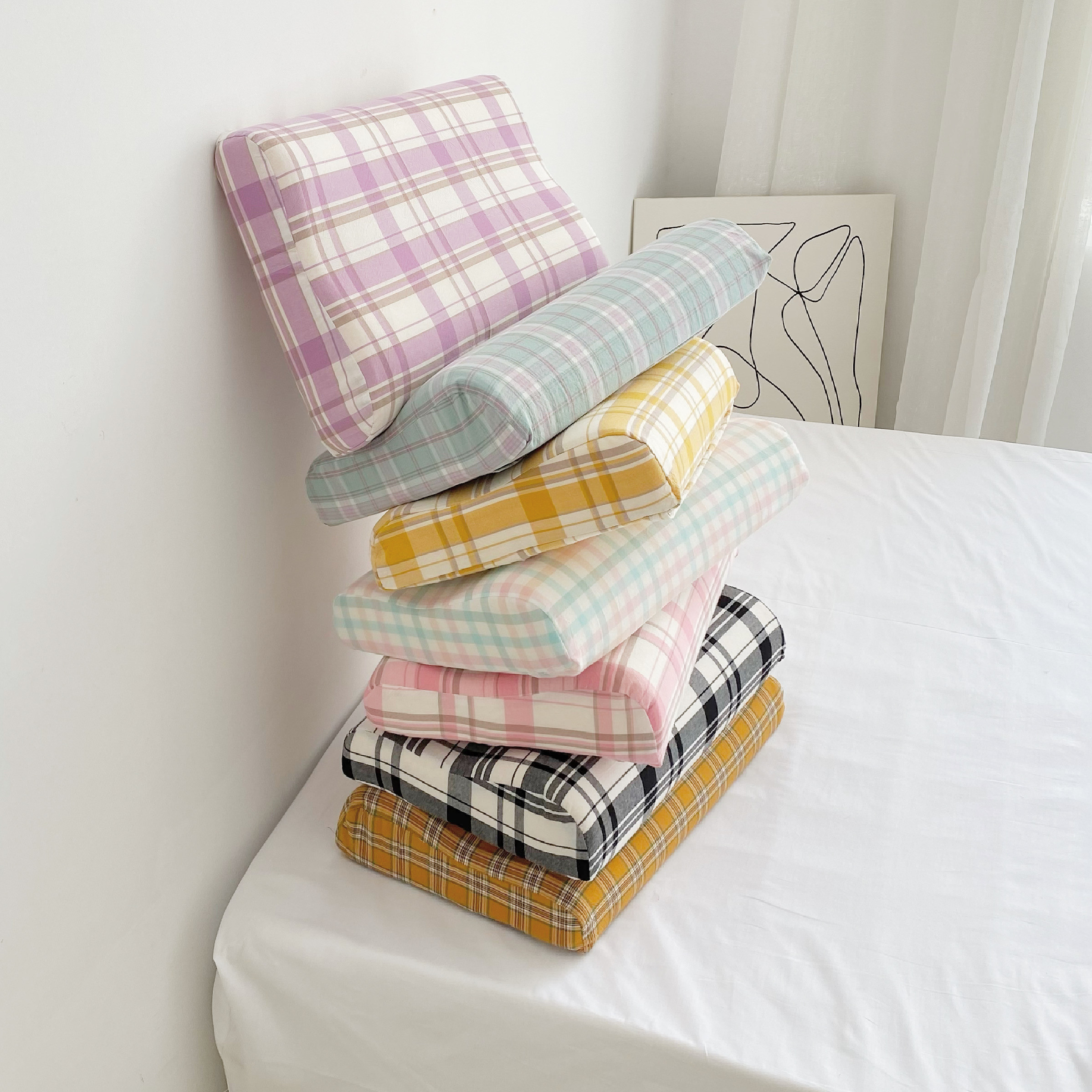 回答1988韩国ins格子全棉定型立体枕套记忆枕套