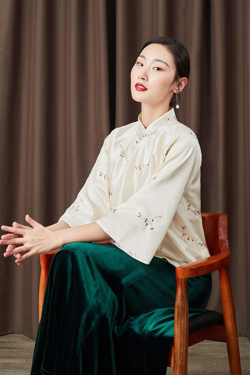 旗袍lt0111倒大盘扣立领精美改良民国中式新中式上衣