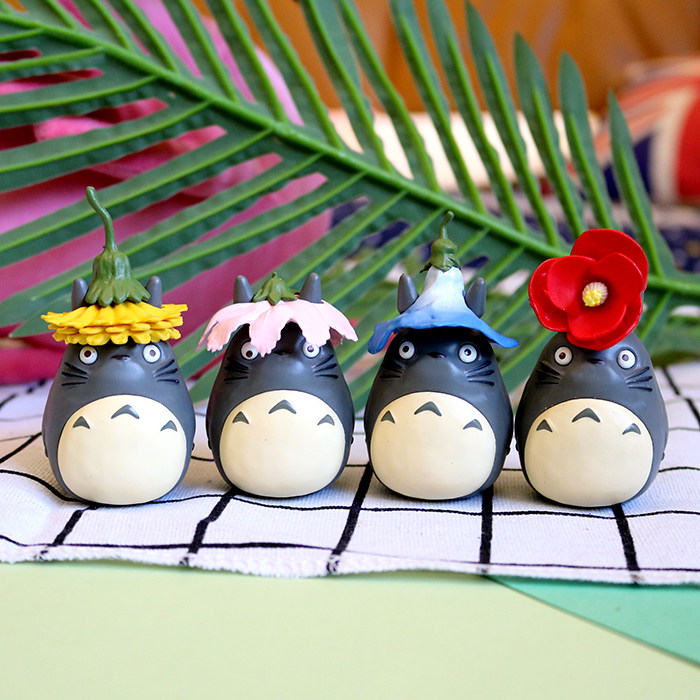 宫崎骏龙猫 向日葵牵牛花樱花 汽车摆件模型玩偶公仔 盒装礼物