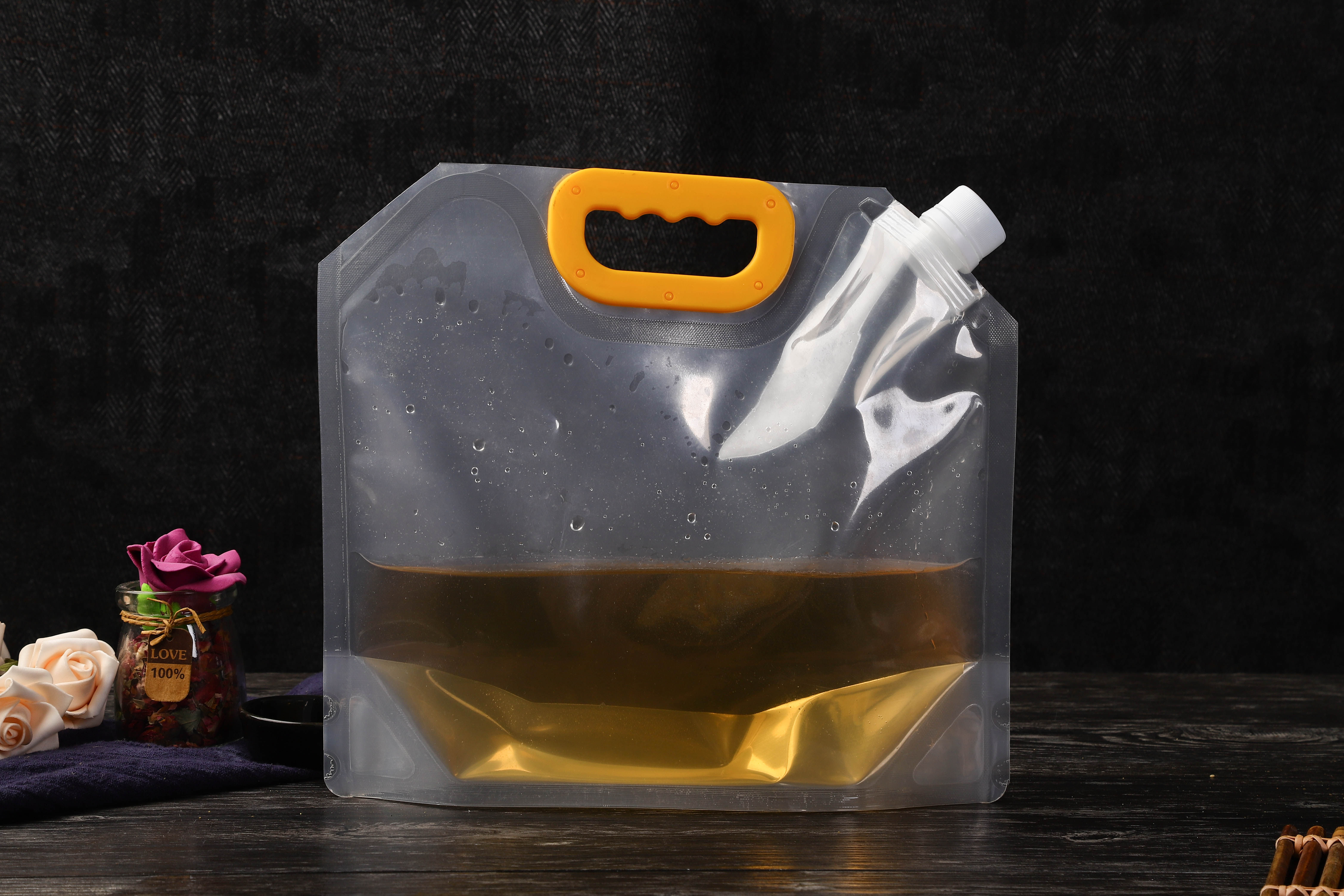 25升透明自立吸嘴包装盖子塑料食品饮料啤酒袋子饮料包装