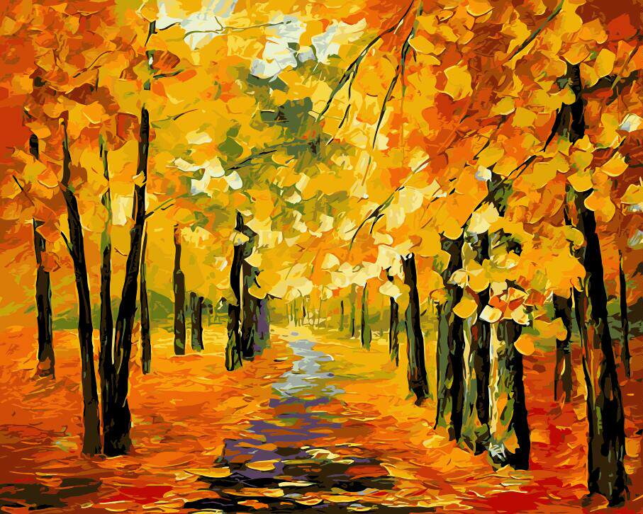 diy数字油画抽象自然风景淡彩手工填充减压数码手绘diy