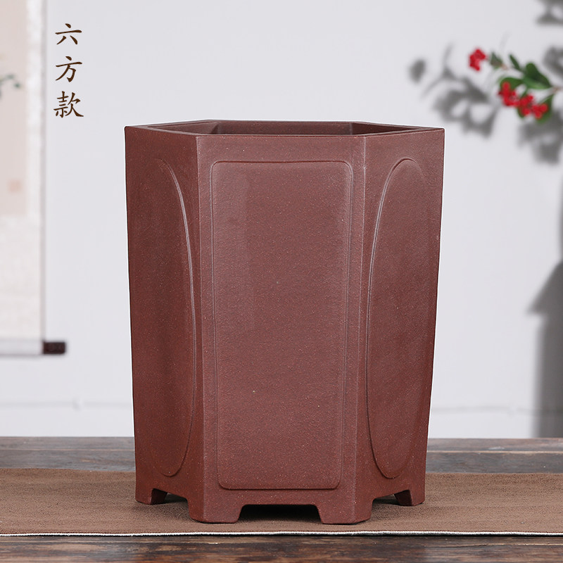 花盆六角兰花紫砂精品中国国风陶瓷大号客厅花盆