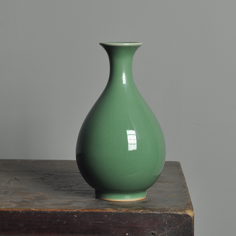 龙泉青瓷花瓶弟窑玉壶春瓶梅瓶美人客厅中式花瓶