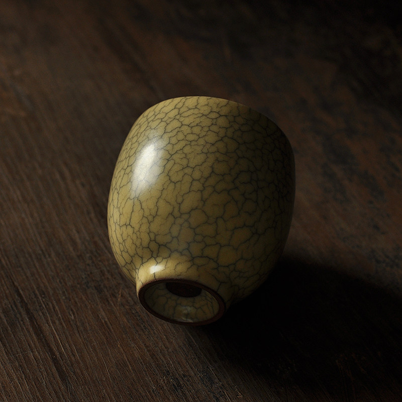 传世哥窑龙泉青瓷裂纹茶杯凌峰品茗主人杯纯手工茶杯