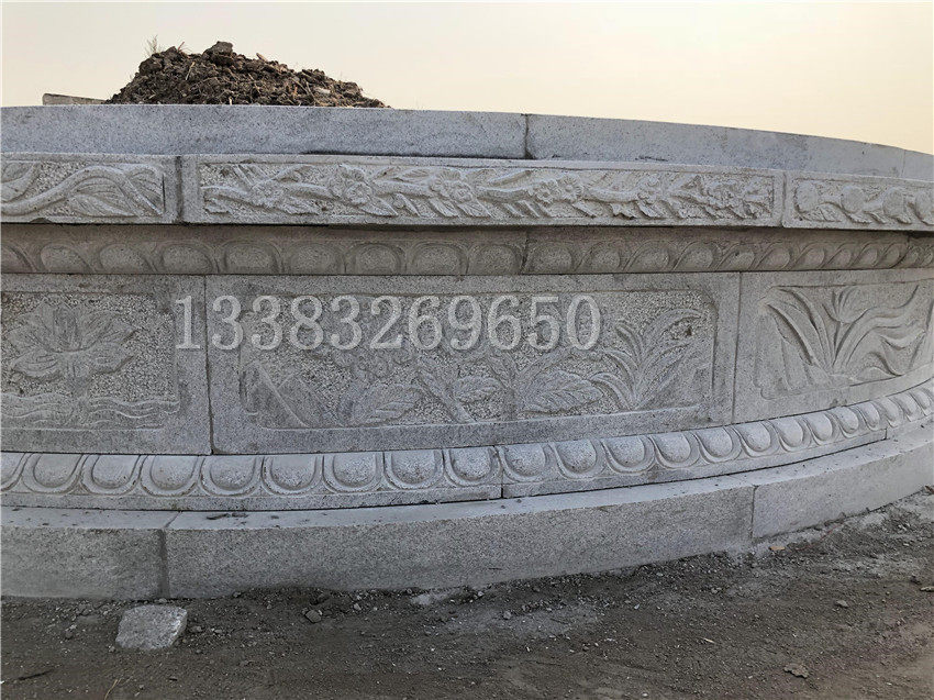 墓碑坟围石坟包圆形花岗岩大理大理石石雕土坟围石石雕