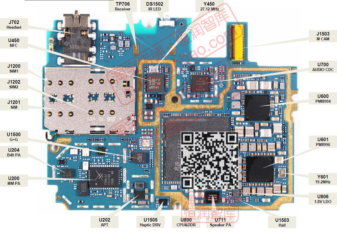 小米手机维修图纸红米平板主板元件分布图位置图位号设计素材