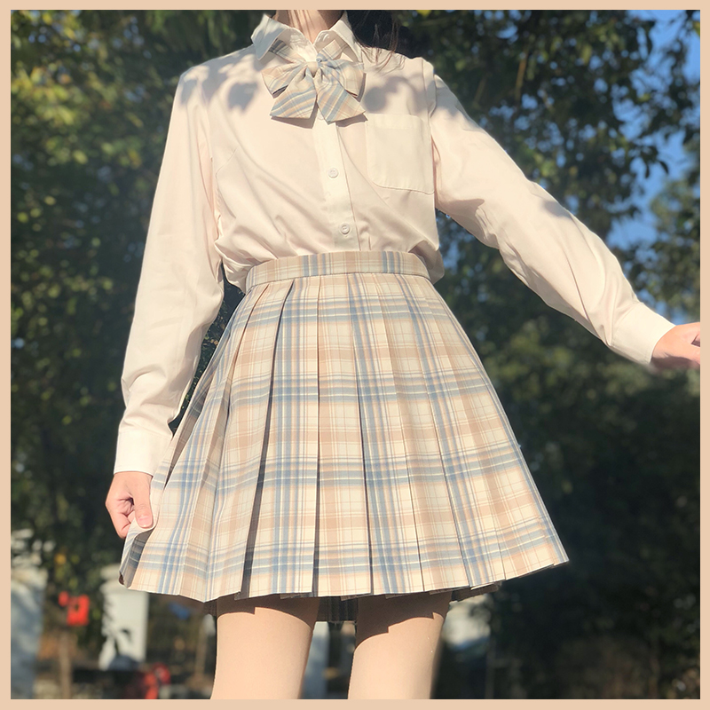 jkpjup制服原创短裙木棉格子百褶裙秋季半身裙