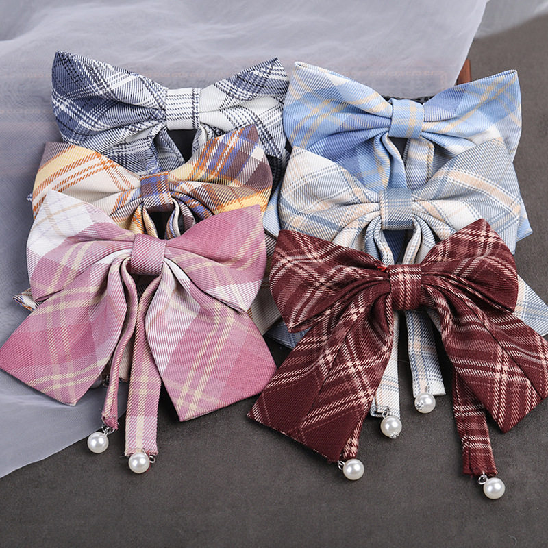 jk头饰蝴蝶结发夹学院百搭多色格子顶夹发卡发饰