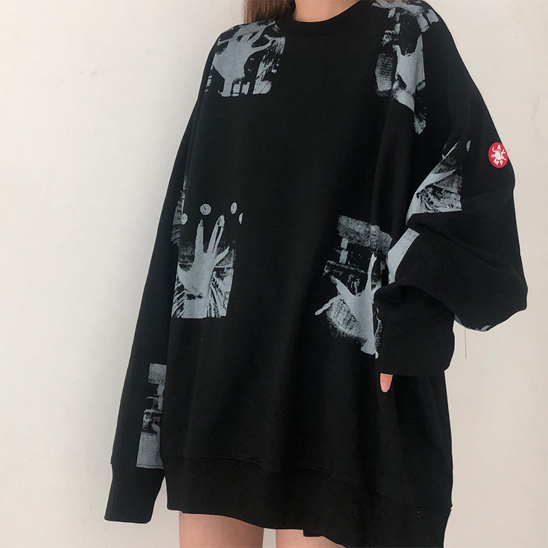 e鬼手印花无帽套头ce卫衣男ins卫衣