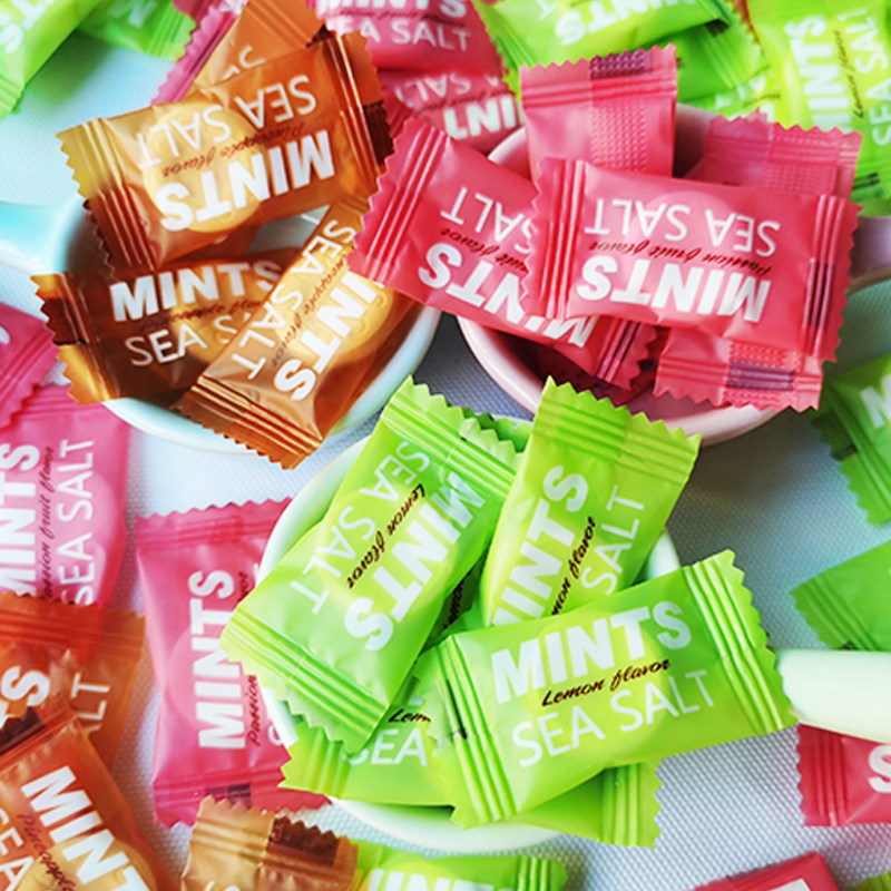 网红海盐青柠薄荷菠萝百香果味散装压片mints传统糖果