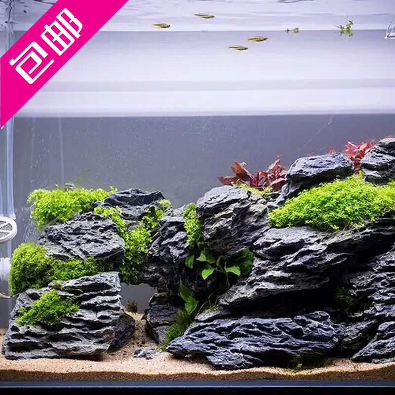 石头鱼缸造景青龙假山自然景观装饰盆景观赏造景