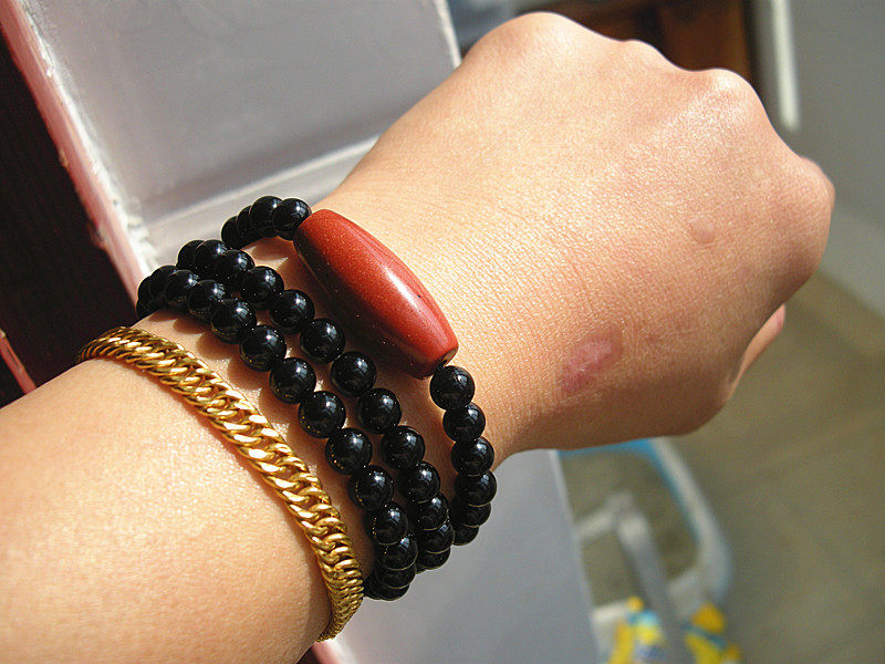 乌鸦血石红竹男士三圈手链手链