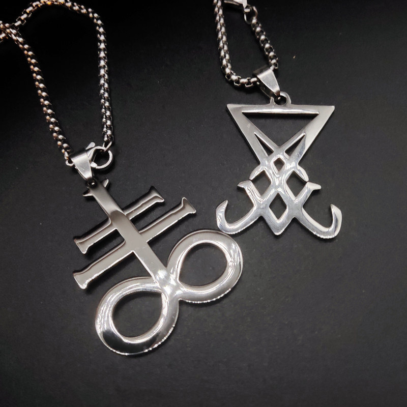 离街杂货lucifer路西法徽章封印吊坠项链利维坦十字架项坠