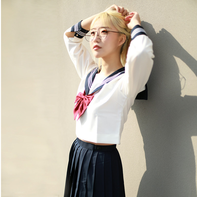 三件水手羽根红色制服jk关西件套长袖星球学生校服