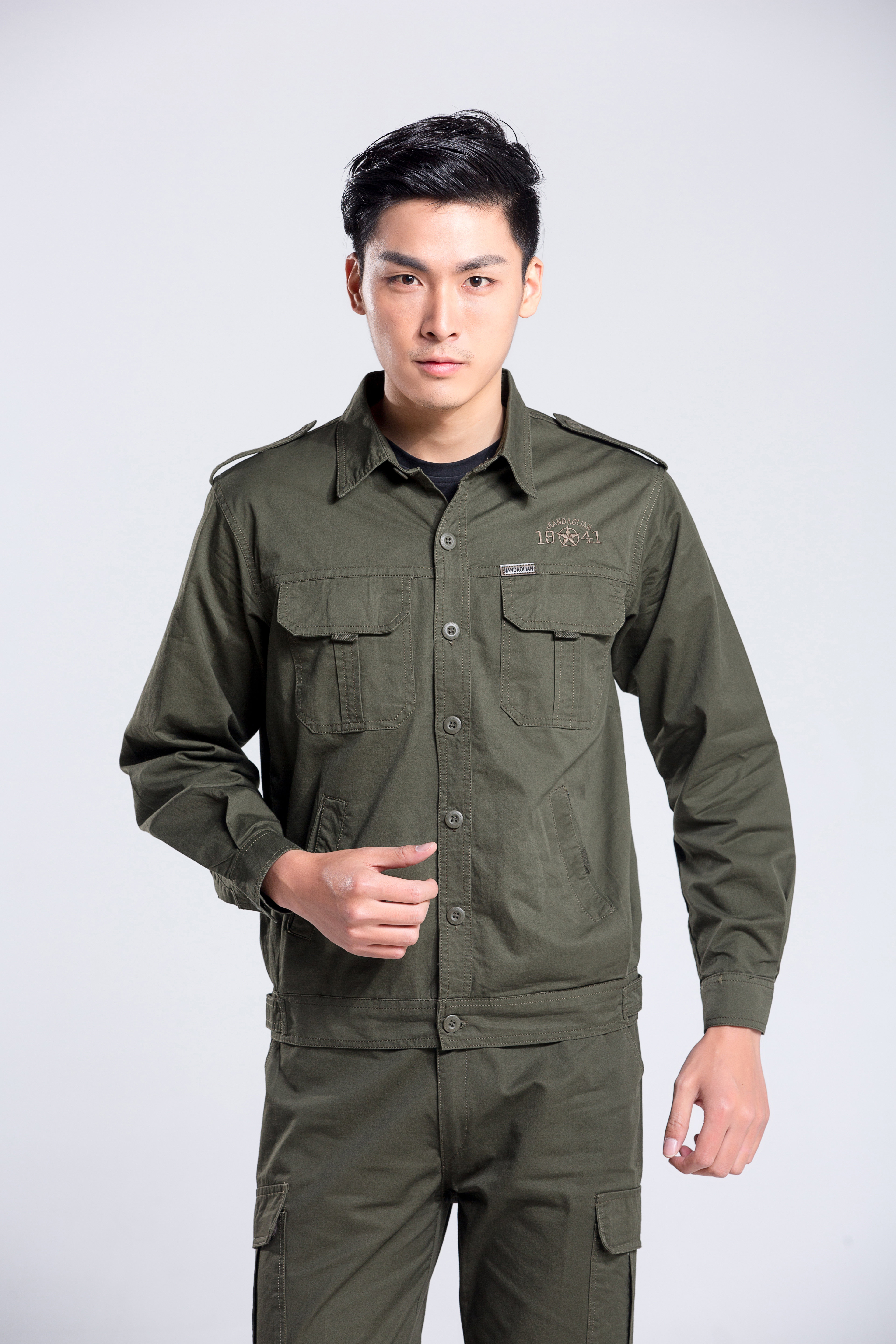 套装夏季薄款男士长袖工作服纯棉劳保焊工工服工装制服