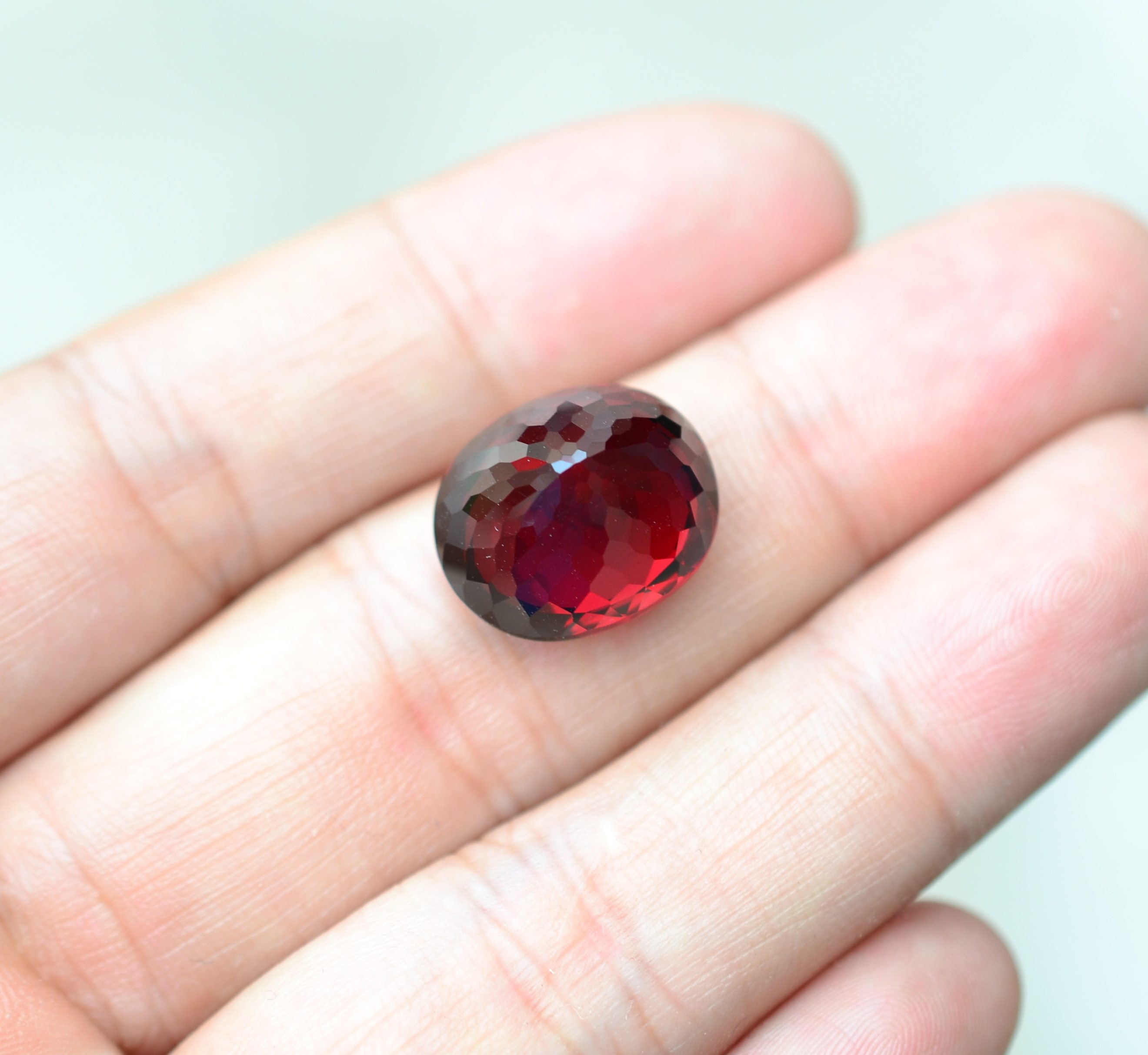 超大颗粒天然石榴石裸石深红色满火全21.7ct性价比高包邮送其他