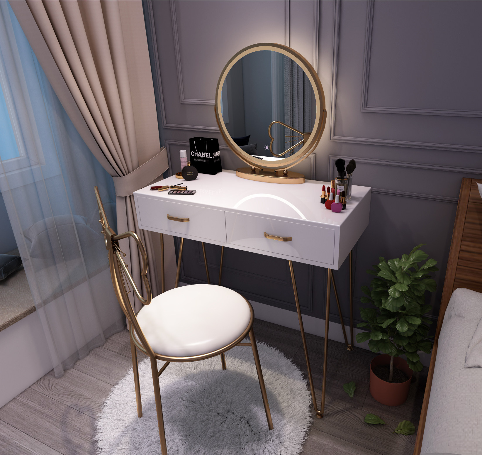 化妆北欧梳妆台卧室小户户型网红ins经济型化妆台梳妆台