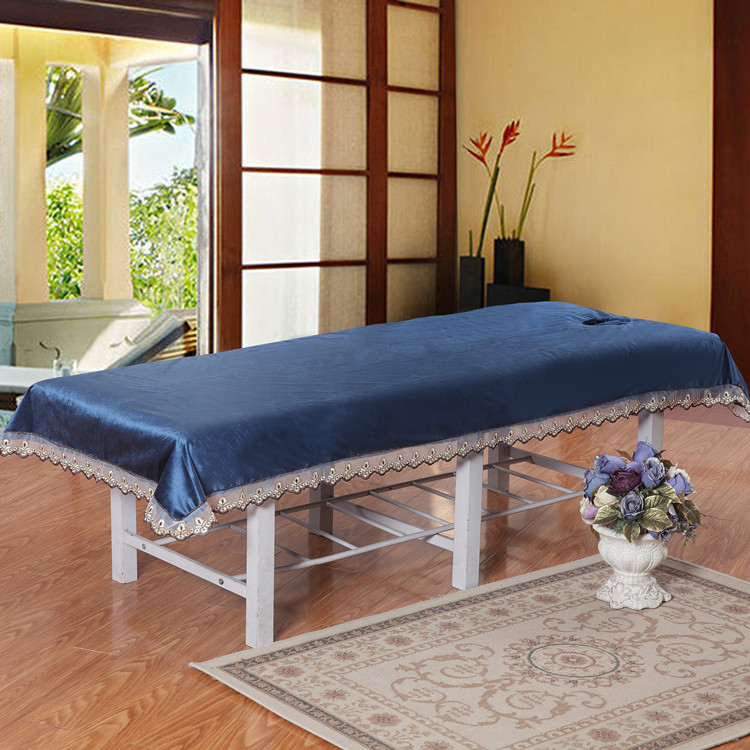 高档美容床单意大利绒拼蕾丝花边美容院按摩床专用床单带洞 包邮