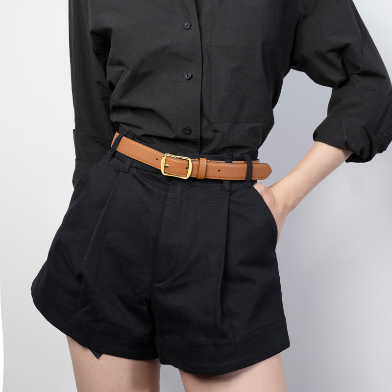 noiratelier26mm皮带女式腰带带头牛皮简约基础腰带