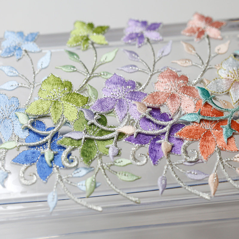 杏花刺绣布贴原创diy汉服绣花团扇连衣裙烟烫布贴