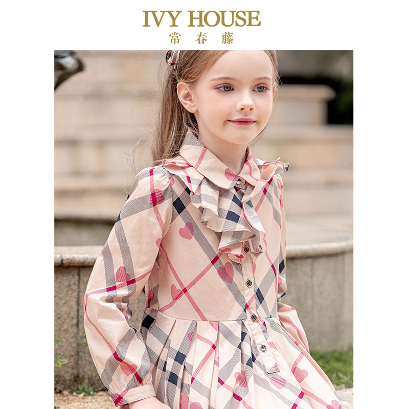 ivyhouse常春藤童装女童印花连衣裙2022春季新款连衣裙