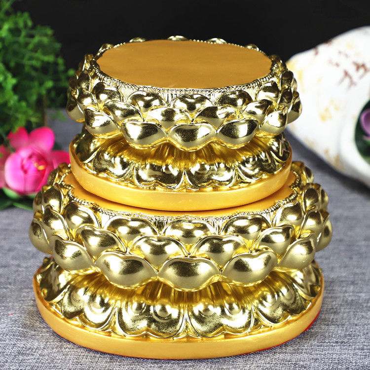 16寸观音财神佛像底座七彩莲花座佛具中式家居摆件